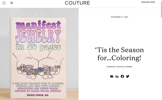 Coloring book “Manifest jewelry in 50 Pages” in in Couture: tis the season for coloring!