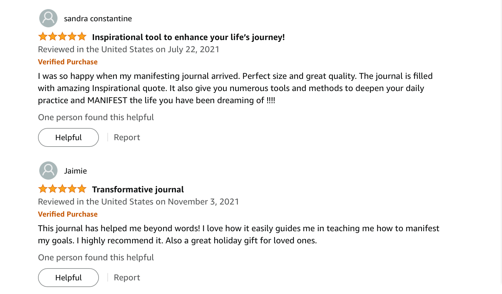 Amazon reviews for the manifesting journal 