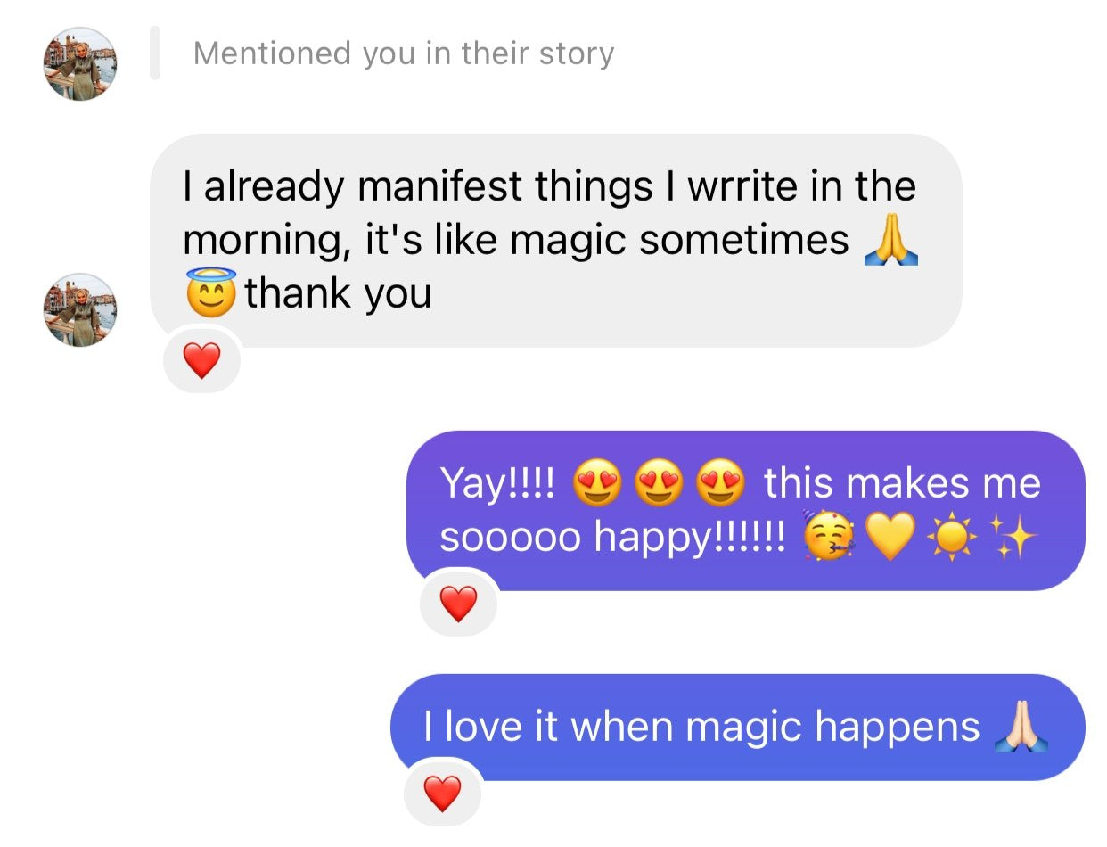 Messages saying how easy it is to manifest with the manifesting journal